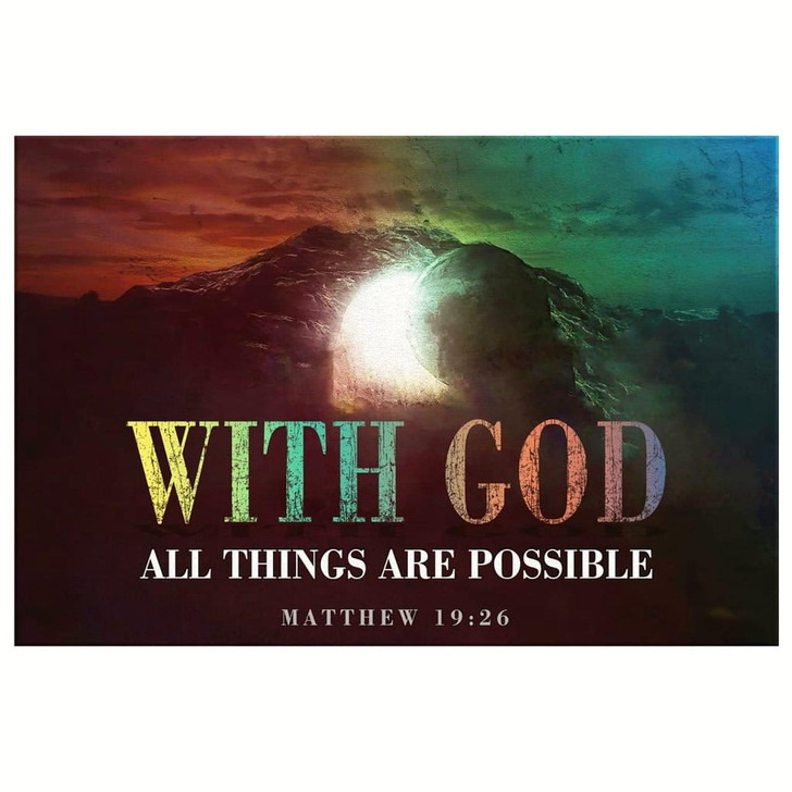 Christian Easter Gifts Matthew 1926 With God All Things Are Possible Wall Art Canvas Religious Wall Decor