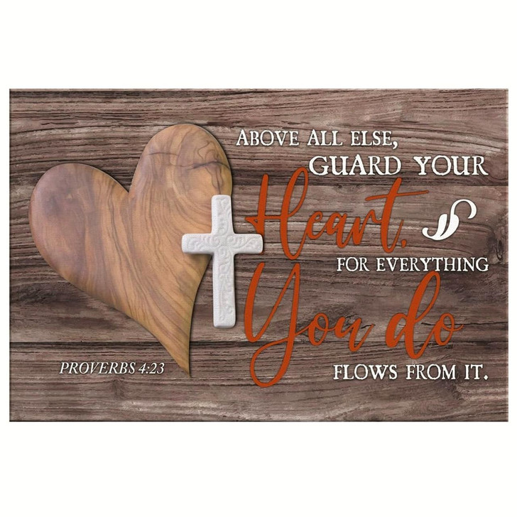 Bible Verse Wall Art Above All Else Guard Your Heart Proverbs 423 Canvas Art Religious Wall Decor