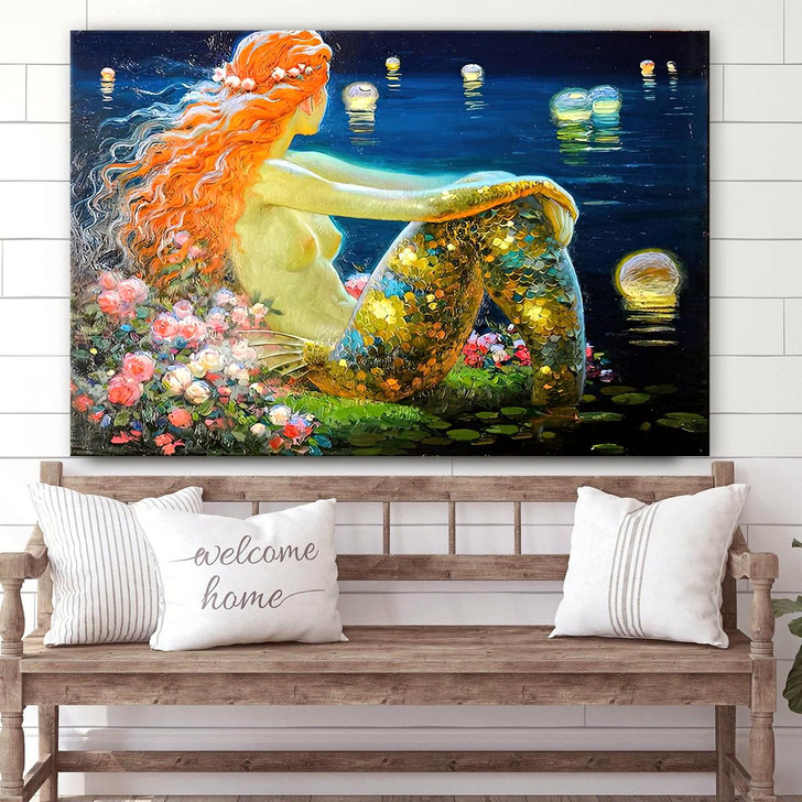 Beautiful Mermaid Mermaid Painting Canvas Wall Art Canvas Wall Decor Home Decor Living Room
