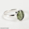 STERLING SILVER RING - MOLDAVITE CABOCHON - SIZE 9 (MSR181I032)