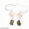 STERLING SILVER EARRINGS WITH RAW MOLDAVITE AND HERKIMER DIAMOND (MSE0070I002)