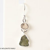 STERLING SILVER EARRINGS WITH RAW MOLDAVITE AND HERKIMER DIAMOND (MSE0070I004)