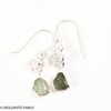 STERLING SILVER EARRINGS WITH RAW MOLDAVITE AND HERKIMER DIAMOND (MSE0070I014)