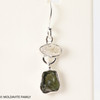 STERLING SILVER EARRINGS WITH RAW MOLDAVITE AND HERKIMER DIAMOND (MSE0070I020)
