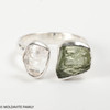 RING - RAW MOLDAVITE & HERKIMER DIAMOND - SIZE 7 (MSR169I040)