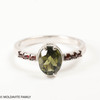 Sterling Silver Ring - Moldavite and Garnet (MSR186)