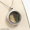 LOCKET PENDANT - BRUSHED METAL - RAW MOLDAVITE/LIBYAN DESERT GLASS (MSP0248I004)