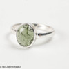 STERLING SILVER RING - MOLDAVITE CABOCHON - SIZE 8 (MSR181I036)