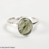 STERLING SILVER RING - MOLDAVITE CABOCHON - SIZE 7 (MSR181I041)