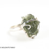 STERLING SILVER RING - RAW MOLDAVITE - SIZE 5 (MSR187I001)