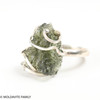 STERLING SILVER RING - RAW MOLDAVITE - SIZE 6 (MSR187I007)