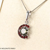 STERLING SILVER PENDANT WITH MOLDAVITE AND CZECH GARNET(MSP0259)