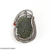 925 Sterling Silver, Raw Moldavite and Amber - Wire Wrapped Pendant ( WPP015 )