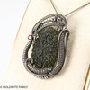 925 Sterling Silver, Raw Moldavite and Amber - Wire Wrapped Pendant ( WPP015 )