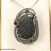 925 Sterling Silver, Raw Moldavite and Amber - Wire Wrapped Pendant ( WPP015 )