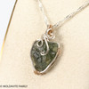 925 Sterling Silver, 14 K Gold & Raw Moldavite - Wire Wrapped Pendant ( WPP018 )