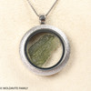 LOCKET PENDANT - BRUSHED METAL - RAW MOLDAVITE (MSP0233011)