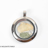 LOCKET PENDANT - BRUSHED METAL - RAW MOLDAVITE/HERKIMER/LIBYAN (MSP0247I008)