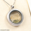 LOCKET PENDANT - BRUSHED METAL - RAW MOLDAVITE/HERKIMER/LIBYAN (MSP0247I008)