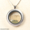 LOCKET PENDANT - BRUSHED METAL - RAW MOLDAVITE/HERKIMER/LIBYAN (MSP0247I008)