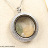 LOCKET PENDANT - BRUSHED METAL - RAW MOLDAVITE/HERKIMER/LIBYAN (MSP0247I009)