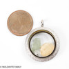 LOCKET PENDANT - BRUSHED METAL - RAW MOLDAVITE/HERKIMER/LIBYAN (MSP0247I009)