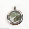 LOCKET PENDANT - BRUSHED METAL - RAW MOLDAVITE/HERKIMER DIAMOND (MSP0246I009)