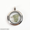 LOCKET PENDANT - BRUSHED METAL - RAW MOLDAVITE/HERKIMER DIAMOND (MSP0246I010)