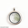 LOCKET PENDANT - BRUSHED METAL - RAW MOLDAVITE/HERKIMER DIAMOND (MSP0246I011)