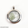 LOCKET PENDANT - BRUSHED METAL - RAW MOLDAVITE/HERKIMER DIAMOND (MSP0246I011)