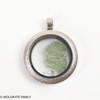LOCKET PENDANT - BRUSHED METAL - RAW MOLDAVITE/HERKIMER DIAMOND (MSP0246I012)