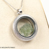 LOCKET PENDANT - BRUSHED METAL - RAW MOLDAVITE/HERKIMER DIAMOND (MSP0246I012)