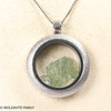 LOCKET PENDANT - BRUSHED METAL - RAW MOLDAVITE/HERKIMER DIAMOND (MSP0246I012)
