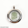 LOCKET PENDANT - BRUSHED METAL - RAW MOLDAVITE/HERKIMER DIAMOND (MSP0246I012)