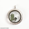 LOCKET PENDANT - BRUSHED METAL - RAW MOLDAVITE/HERKIMER DIAMOND/PYRITE (MSP0268I001)