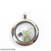 LOCKET PENDANT - BRUSHED METAL - RAW MOLDAVITE/HERKIMER DIAMOND/PYRITE (MSP0268I002)