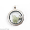 LOCKET PENDANT - BRUSHED METAL - RAW MOLDAVITE/HERKIMER DIAMOND/PYRITE (MSP0268I002)