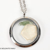 LOCKET PENDANT - POLISHED METAL - RAW MOLDAVITE/HERKIMER/LIBYAN (MSP0269I001)
