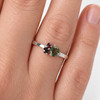 Sterling Silver Ring - Moldavite & Czech Garnet (MSR196)