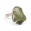 STERLING SILVER RING - RAW MOLDAVITE - SIZE 7 (MSR150I067)