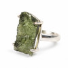 STERLING SILVER RING - RAW MOLDAVITE - SIZE 7.5 (MSR150I070)