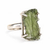 STERLING SILVER RING - RAW MOLDAVITE - SIZE 9 (MSR150I071)