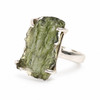 STERLING SILVER RING - RAW MOLDAVITE - SIZE 9 (MSR150I071)