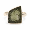 STERLING SILVER RING - RAW MOLDAVITE - SIZE 9 (MSR148I082)
