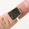 STERLING SILVER RING - RAW MOLDAVITE - SIZE 7 (MSR148I084)