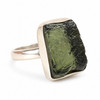 STERLING SILVER RING - RAW MOLDAVITE - SIZE 7 (MSR148I084)