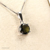STERLING SILVER PENDANT WITH ROUND MOLDAVITE 8mm (MSP0273)