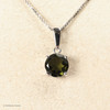STERLING SILVER PENDANT WITH ROUND MOLDAVITE 8mm (MSP0273)