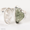 RING - RAW MOLDAVITE & HERKIMER DIAMOND - SIZE 6 (MSR169I068)