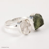 RING - RAW MOLDAVITE & HERKIMER DIAMOND - SIZE 7 (MSR169I076)